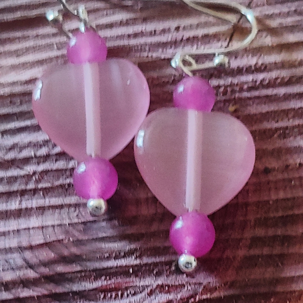 Pink heart earrings